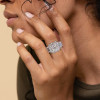 9ct Octagon-shaped White Sapphire Three Stone Engagement Ring