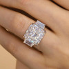 9ct Octagon-shaped White Sapphire Three Stone Engagement Ring