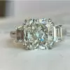 9ct Octagon-shaped White Sapphire Three Stone Engagement Ring