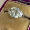 9ct Octagon-shaped White Sapphire Three Stone Engagement Ring