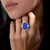 12ct Cushion Cut Blue Sapphire Three Stone Engagement Ring