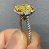 4ct Halo Princess Cut Yellow Sapphire Engagement Ring