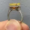 4ct Halo Princess Cut Yellow Sapphire Engagement Ring