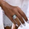 Vintage 3.8ct Halo Round Cut White Sapphire Engagement Ring
