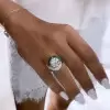 Vintage 3.8ct Halo Round Cut White Sapphire Engagement Ring
