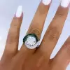 Vintage 3.8ct Halo Round Cut White Sapphire Engagement Ring
