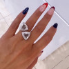 7.6ctw Halo Trillion Cut White Sapphire Two Stone Engagement Ring