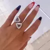 7.6ctw Halo Trillion Cut White Sapphire Two Stone Engagement Ring