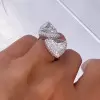 7.6ctw Halo Trillion Cut White Sapphire Two Stone Engagement Ring