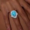 10ct Pear Cut Aquamarine Vintage Halo Cocktail Ring