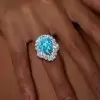 10ct Pear Cut Aquamarine Vintage Halo Cocktail Ring