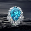 10ct Pear Cut Aquamarine Vintage Halo Cocktail Ring