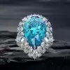 10ct Pear Cut Aquamarine Vintage Halo Cocktail Ring