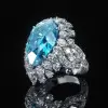 10ct Pear Cut Aquamarine Vintage Halo Cocktail Ring