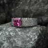 9.5ct Princess Cut Blue Sapphire Paved Engagement Ring