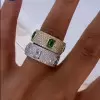 Bezel Setting Emerald Cut Sapphire Paved Wedding Band