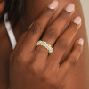Round Cut White Sapphire Two Tone Knot Wedding Band
