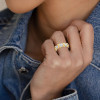 Round Cut White Sapphire Two Tone Knot Wedding Band