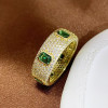 Bezel Setting Emerald Cut Sapphire Paved Wedding Band