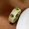 Bezel Setting Emerald Cut Sapphire Paved Wedding Band