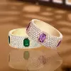 Bezel Setting Emerald Cut Sapphire Paved Wedding Band