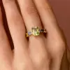 5ct Emerald Cut Light Green Sapphire Rainbow Engagement Ring