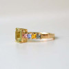 5ct Emerald Cut Light Green Sapphire Rainbow Engagement Ring