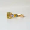 5ct Emerald Cut Light Green Sapphire Rainbow Engagement Ring
