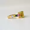 5ct Emerald Cut Light Green Sapphire Rainbow Engagement Ring