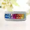 6.2ctw Princess Cut Rainbow Sapphire Wedding Band