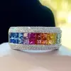 6.2ctw Princess Cut Rainbow Sapphire Wedding Band