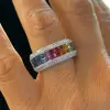 6.2ctw Princess Cut Rainbow Sapphire Wedding Band