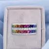 5.3ctw Princess Cut Rainbow Sapphire Wedding Band