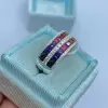 5.3ctw Princess Cut Rainbow Sapphire Wedding Band