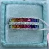5.3ctw Princess Cut Rainbow Sapphire Wedding Band