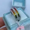 5.3ctw Princess Cut Rainbow Sapphire Wedding Band