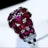 4CTW Oval and Round Cut Ruby Coctail Ring