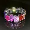 12ctw Pear Cut Rainbow Color Sapphire Eternity Ring