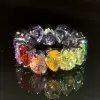 12ctw Pear Cut Rainbow Color Sapphire Eternity Ring