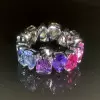 12ctw Pear Cut Rainbow Color Sapphire Eternity Ring