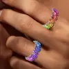 12ctw Pear Cut Rainbow Color Sapphire Eternity Ring