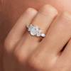 2.5ct Oval Cut Cluster Sidestone Engagement Ring
