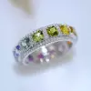 6ctw Princess Cut Rainbow Color Sapphire Eternity Ring