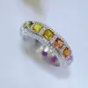 6ctw Princess Cut Rainbow Color Sapphire Eternity Ring