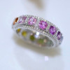 6ctw Princess Cut Rainbow Color Sapphire Eternity Ring