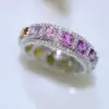 6ctw Princess Cut Rainbow Color Sapphire Eternity Ring