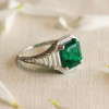 Art Deco 4.6ct Asscher Cut Emerald Engagement Ring