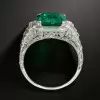 Art Deco 4.6ct Asscher Cut Emerald Engagement Ring