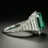 Art Deco 4.6ct Asscher Cut Emerald Engagement Ring