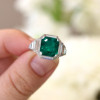Art Deco 4.6ct Asscher Cut Emerald Engagement Ring